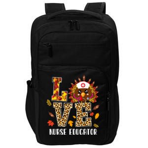 Love Nurse Educator Cute Leopard Turkey Nursing Thanksgiving Funny Gift Impact Tech Backpack