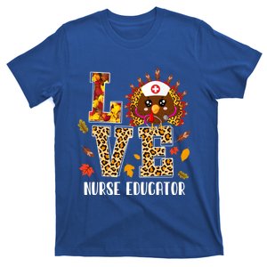 Love Nurse Educator Cute Leopard Turkey Nursing Thanksgiving Funny Gift T-Shirt