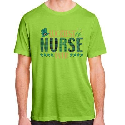 Luckiest Nurse Ever Shamrock Plaid St Patrick's Day Nurse Gift Adult ChromaSoft Performance T-Shirt