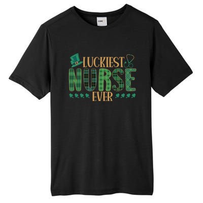 Luckiest Nurse Ever Shamrock Plaid St Patrick's Day Nurse Gift Tall Fusion ChromaSoft Performance T-Shirt