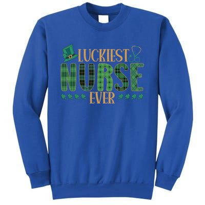 Luckiest Nurse Ever Shamrock Plaid St Patrick's Day Nurse Gift Tall Sweatshirt