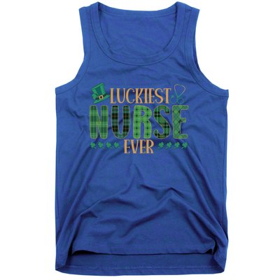 Luckiest Nurse Ever Shamrock Plaid St Patrick's Day Nurse Gift Tank Top