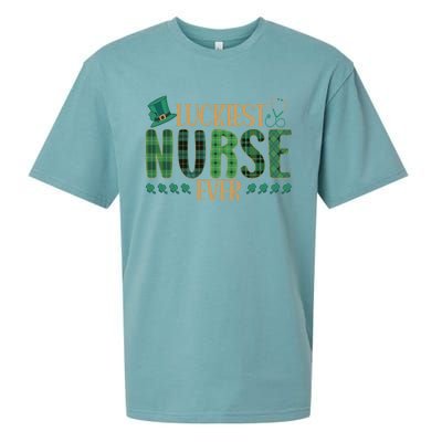 Luckiest Nurse Ever Shamrock Plaid St Patrick's Day Nurse Gift Sueded Cloud Jersey T-Shirt