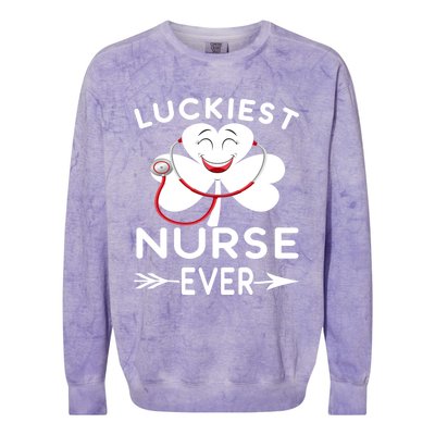 Luckiest Nurse Ever St Patrick Nurse Shamrock Gift Colorblast Crewneck Sweatshirt