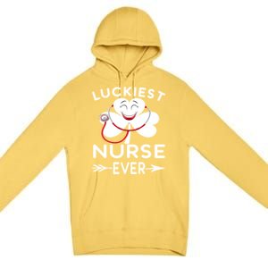 Luckiest Nurse Ever St Patrick Nurse Shamrock Gift Premium Pullover Hoodie