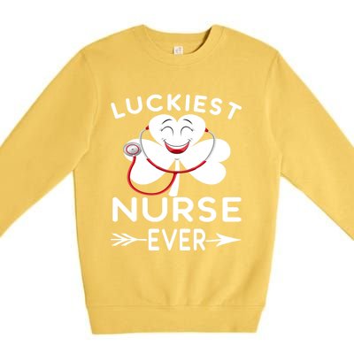 Luckiest Nurse Ever St Patrick Nurse Shamrock Gift Premium Crewneck Sweatshirt