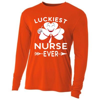 Luckiest Nurse Ever St Patrick Nurse Shamrock Gift Cooling Performance Long Sleeve Crew