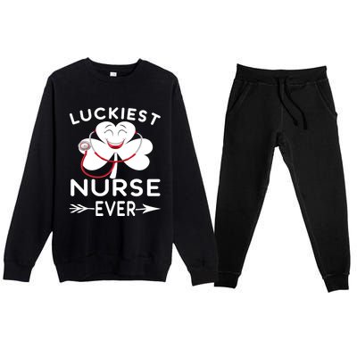 Luckiest Nurse Ever St Patrick Nurse Shamrock Gift Premium Crewneck Sweatsuit Set