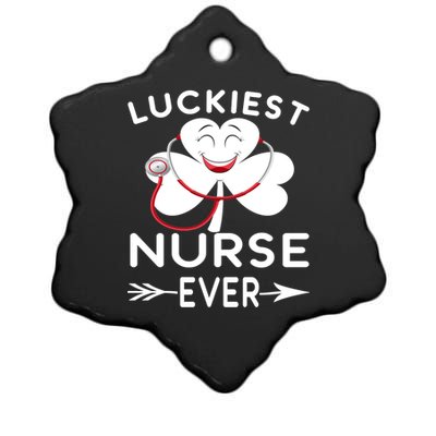 Luckiest Nurse Ever St Patrick Nurse Shamrock Gift Ceramic Star Ornament