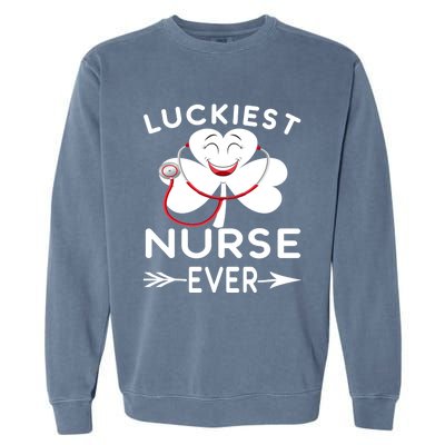 Luckiest Nurse Ever St Patrick Nurse Shamrock Gift Garment-Dyed Sweatshirt