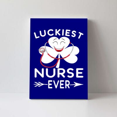 Luckiest Nurse Ever St Patrick Nurse Shamrock Gift Canvas