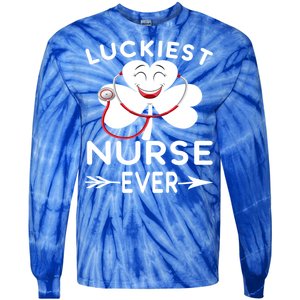 Luckiest Nurse Ever St Patrick Nurse Shamrock Gift Tie-Dye Long Sleeve Shirt