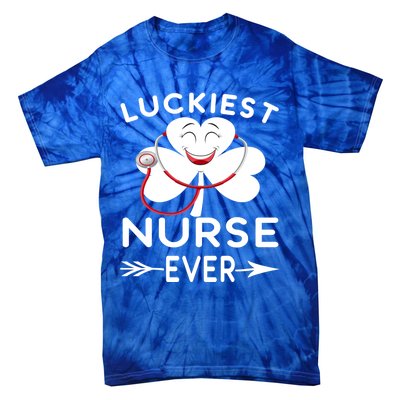 Luckiest Nurse Ever St Patrick Nurse Shamrock Gift Tie-Dye T-Shirt