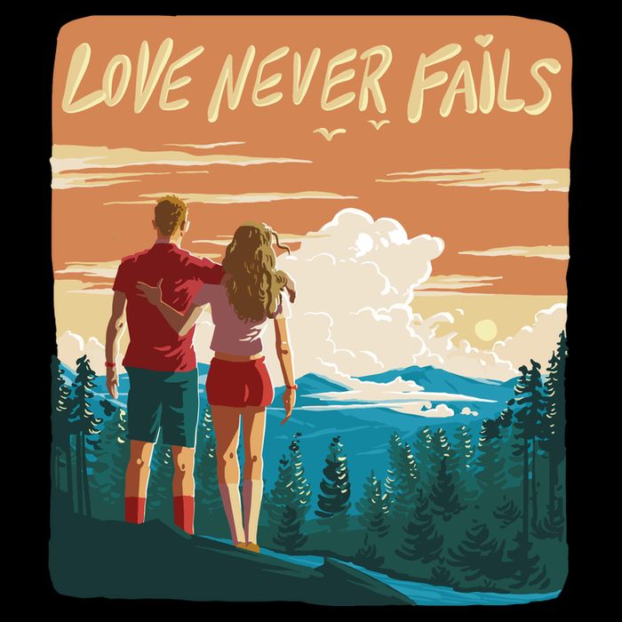 Love Never Fails Sunset Couple Backpack