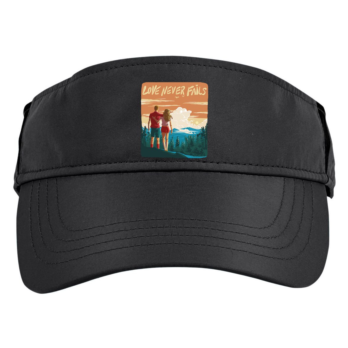 Love Never Fails Sunset Couple Adult Drive Performance Visor