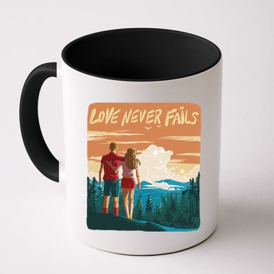 Love Never Fails Sunset Couple Mug