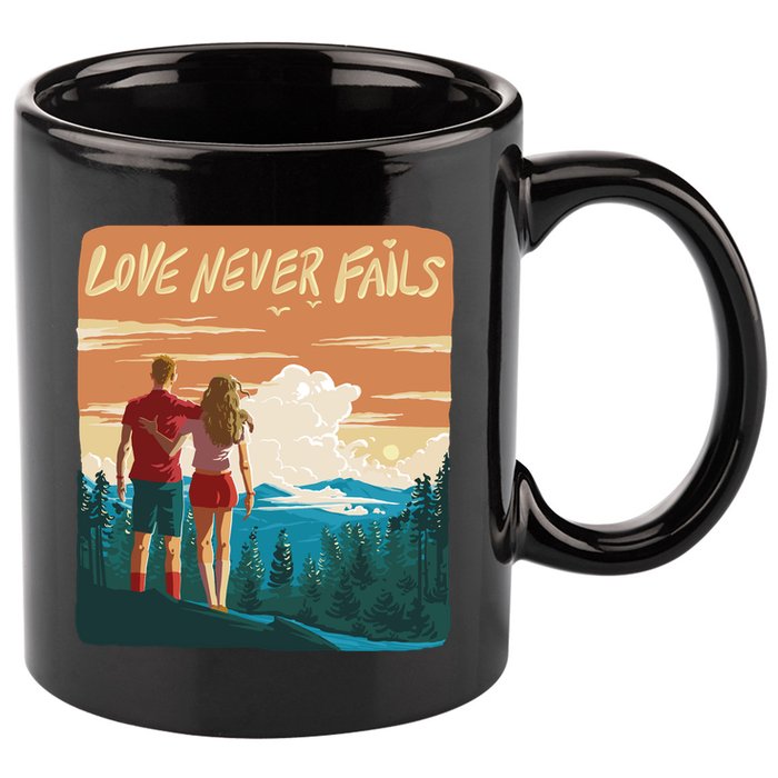 Love Never Fails Sunset Couple 11oz C Handle Ceramic Mug