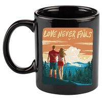 Love Never Fails Sunset Couple 11oz C Handle Ceramic Mug