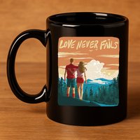 Love Never Fails Sunset Couple 11oz C Handle Ceramic Mug
