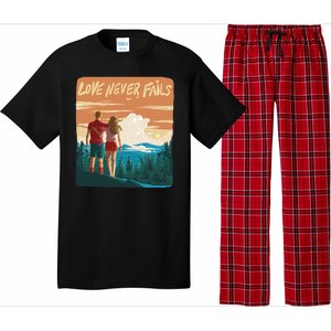 Love Never Fails Sunset Couple Pajama Set