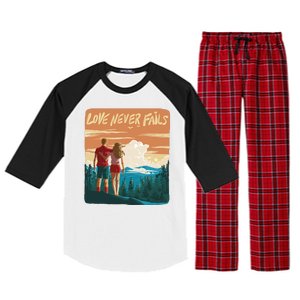 Love Never Fails Sunset Couple Raglan Sleeve Pajama Set