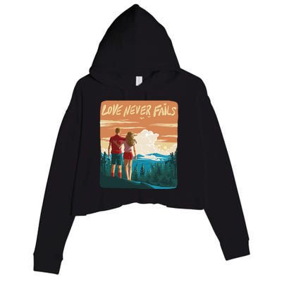 Love Never Fails Sunset Couple Crop Fleece Hoodie