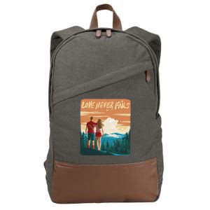 Love Never Fails Sunset Couple Cotton Canvas Backpack