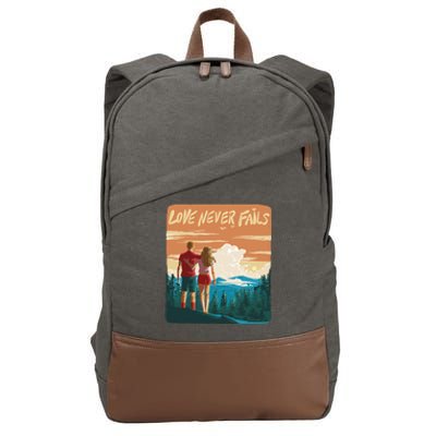 Love Never Fails Sunset Couple Cotton Canvas Backpack