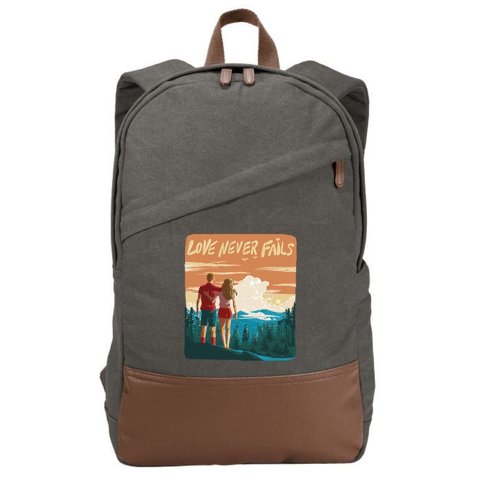 Love Never Fails Sunset Couple Cotton Canvas Backpack