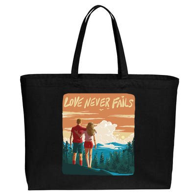 Love Never Fails Sunset Couple Cotton Canvas Jumbo Tote