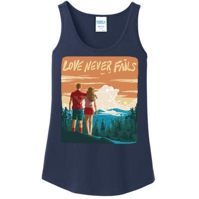 Love Never Fails Sunset Couple Ladies Essential Tank