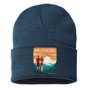 Love Never Fails Sunset Couple Sustainable Knit Beanie