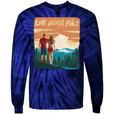 Love Never Fails Sunset Couple Tie-Dye Long Sleeve Shirt