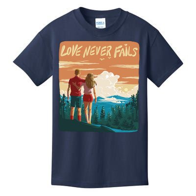 Love Never Fails Sunset Couple Kids T-Shirt