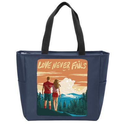 Love Never Fails Sunset Couple Zip Tote Bag