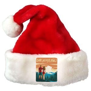 Love Never Fails Sunset Couple Premium Christmas Santa Hat