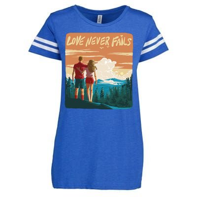 Love Never Fails Sunset Couple Enza Ladies Jersey Football T-Shirt