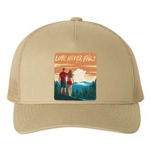 Love Never Fails Sunset Couple Yupoong Adult 5-Panel Trucker Hat