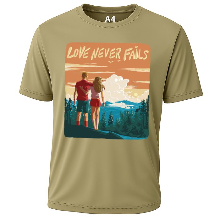 Love Never Fails Sunset Couple Cooling Performance Crew T-Shirt