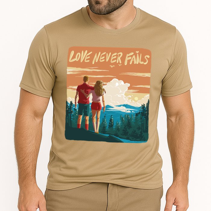 Love Never Fails Sunset Couple Cooling Performance Crew T-Shirt