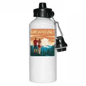 Love Never Fails Sunset Couple Aluminum Water Bottle 