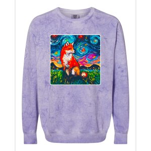 Lupine Night Fox Starry Night Art Painting Colorblast Crewneck Sweatshirt