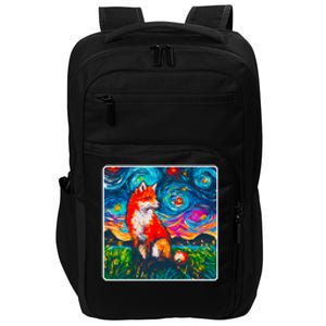 Lupine Night Fox Starry Night Art Painting Impact Tech Backpack