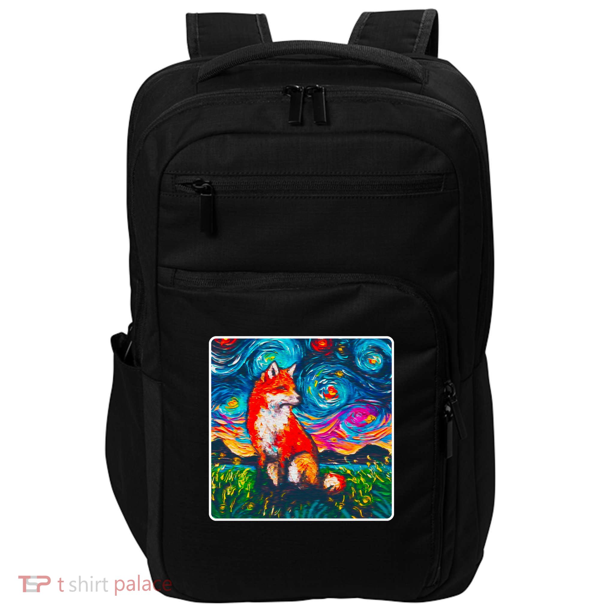Lupine Night Fox Starry Night Art Painting Impact Tech Backpack