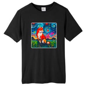 Lupine Night Fox Starry Night Art Painting Tall Fusion ChromaSoft Performance T-Shirt