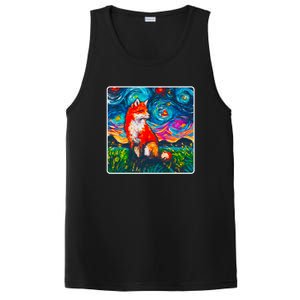 Lupine Night Fox Starry Night Art Painting PosiCharge Competitor Tank