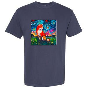 Lupine Night Fox Starry Night Art Painting Garment-Dyed Heavyweight T-Shirt