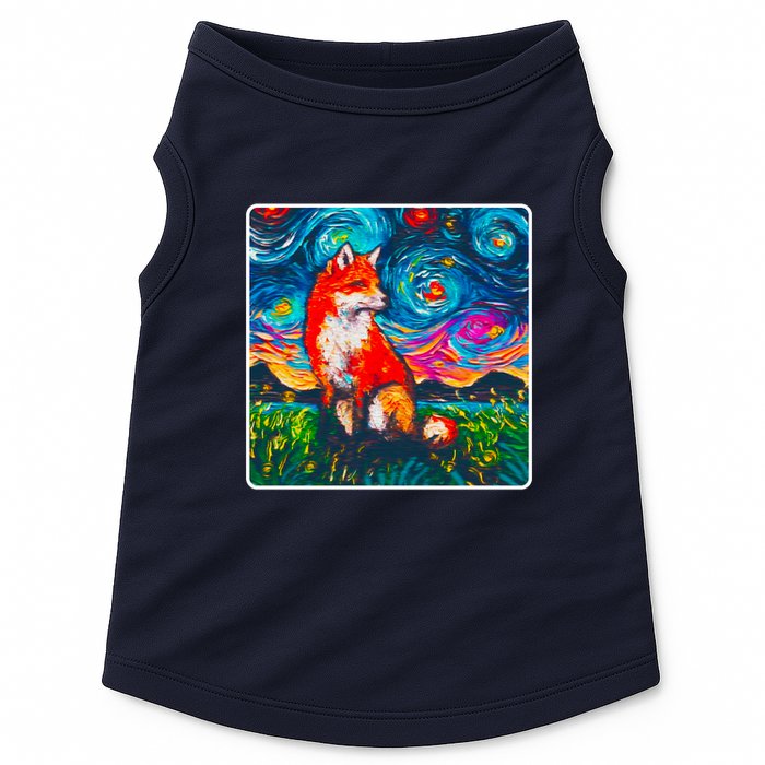 Lupine Night Fox Starry Night Art Painting Doggie Tank