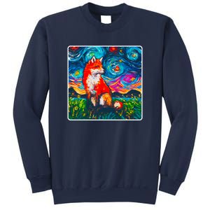 Lupine Night Fox Starry Night Art Painting Sweatshirt