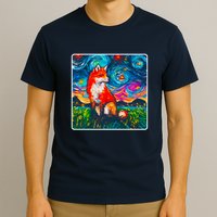 Lupine Night Fox Starry Night Art Painting T-Shirt